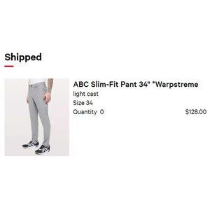 Lululemon ABC Slim-Fit Pant 34" *Warpstreme